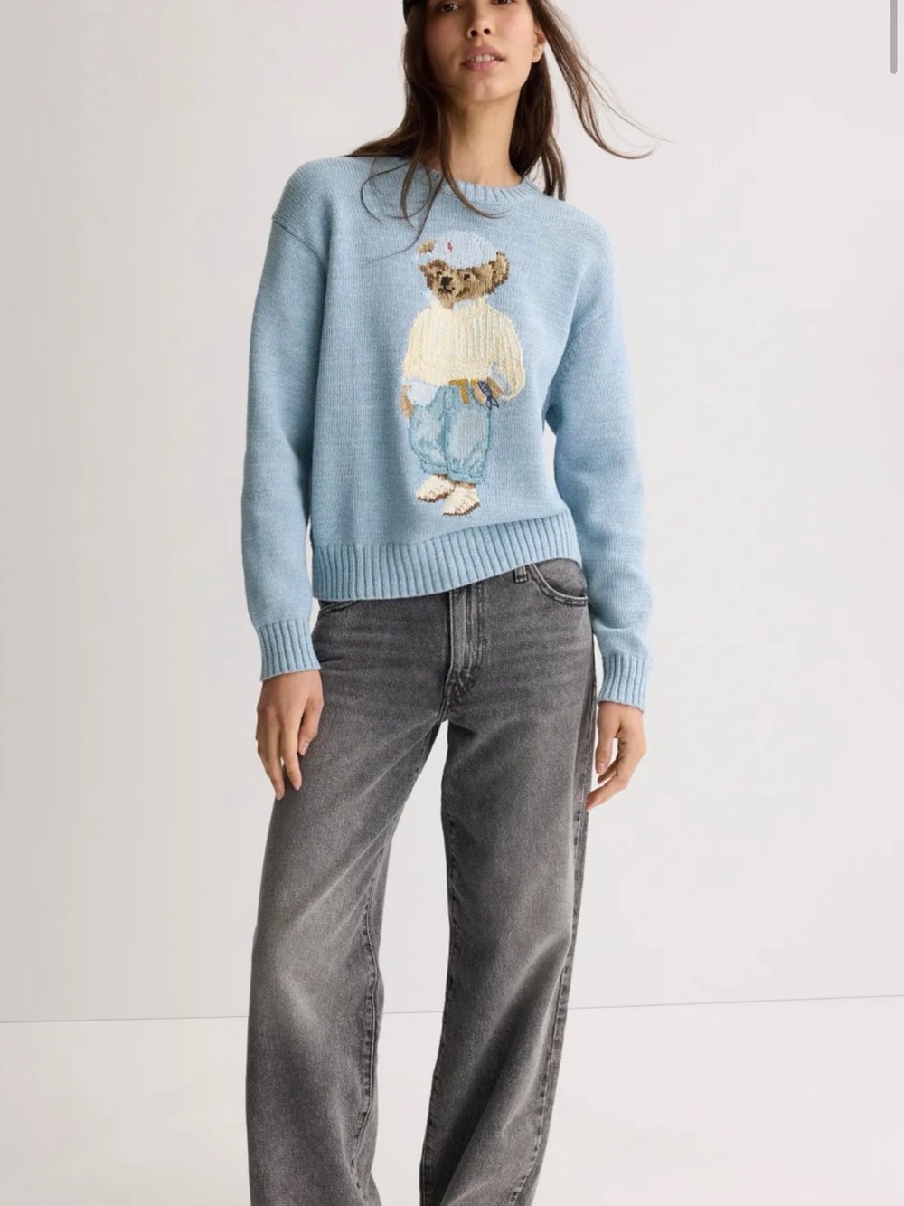 Ralph Lauren Light Blue Teddy Bear Knit Sweater - Picture 3 of 8